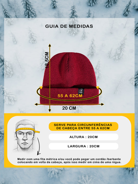 Gorro Curto de Lã Tricô Canelado - Vinho