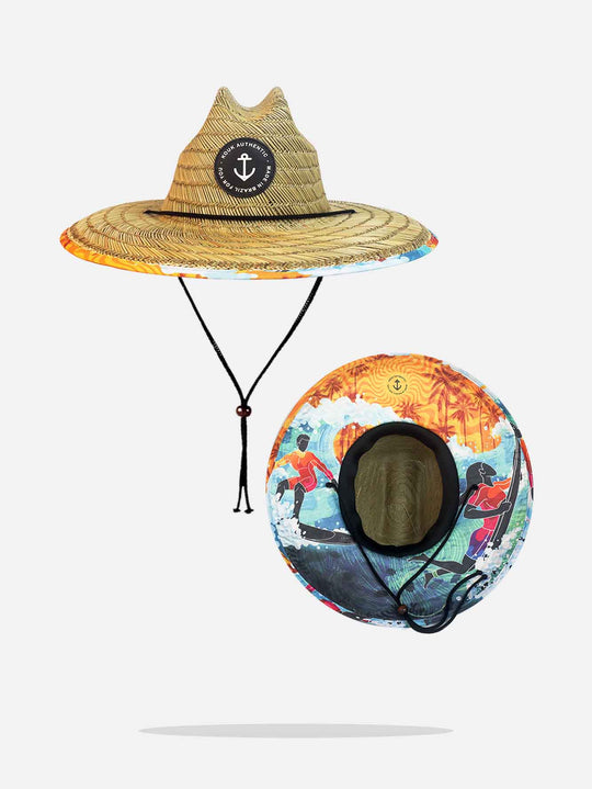 Chapéu de Palha Estampado Praia Feminino Bambu Modelo Importado Kouk Authentic