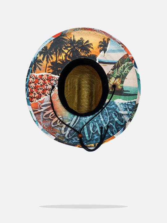 Chapéu de Palha Estampado Praiano Good Vibes Kouk Authentic