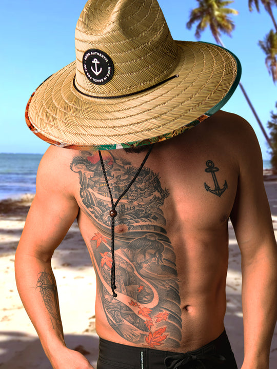 Chapéu de Palha Praiano Piersized Palha Bamboo Kouk Authentic