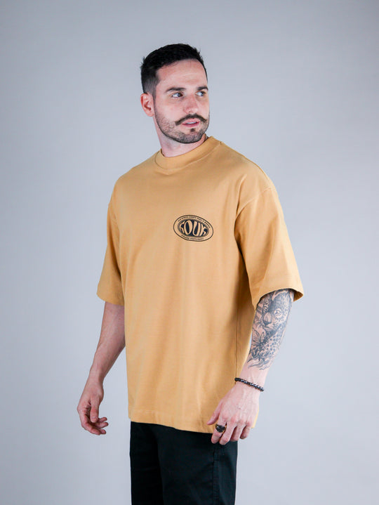 Camiseta Oversized Old School Caqui