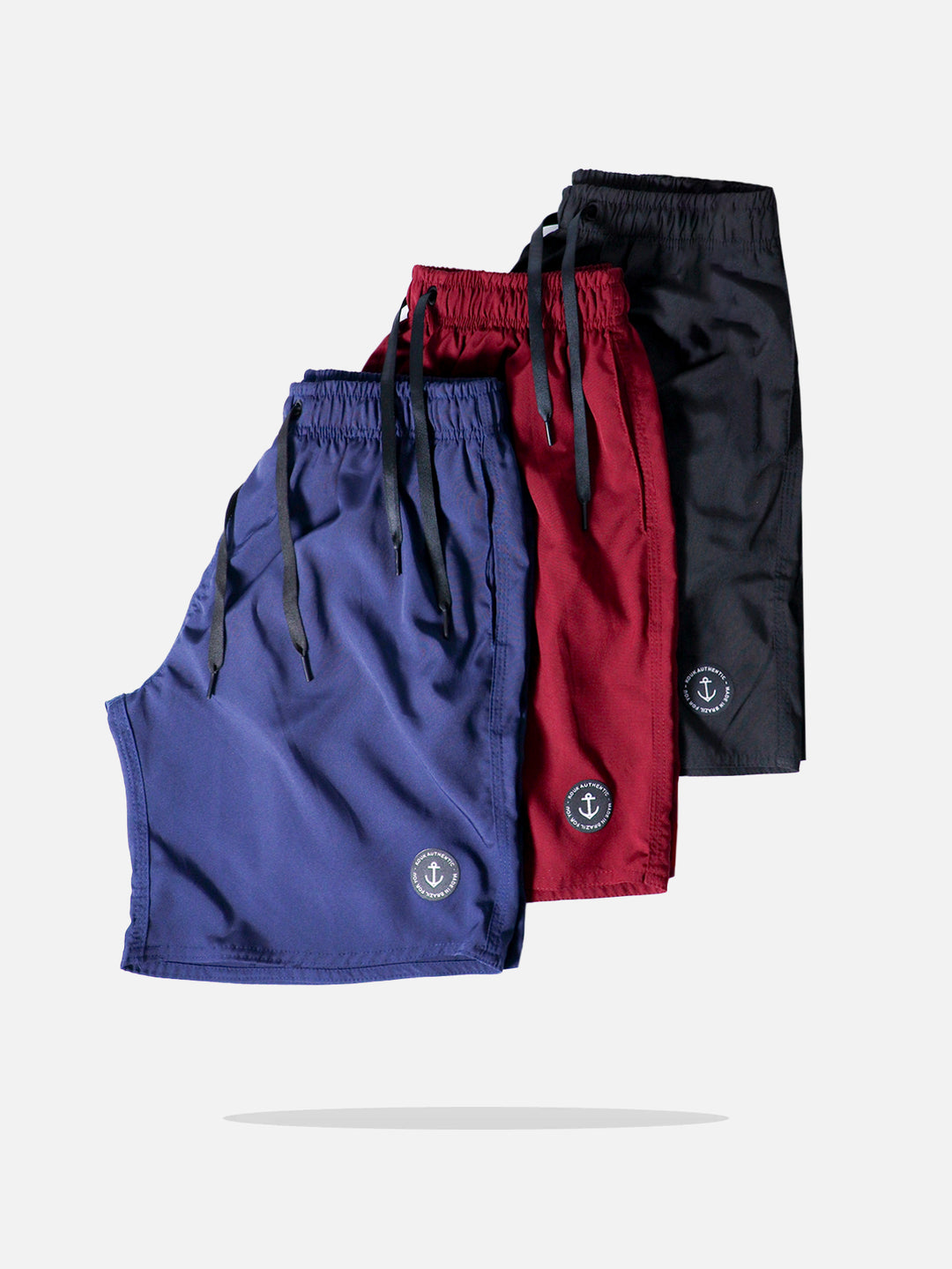 Kit Shorts Summer Tactel Com Elastano Azul Marinho Azul Royal Vinho Preto Verde Musgo Promoção