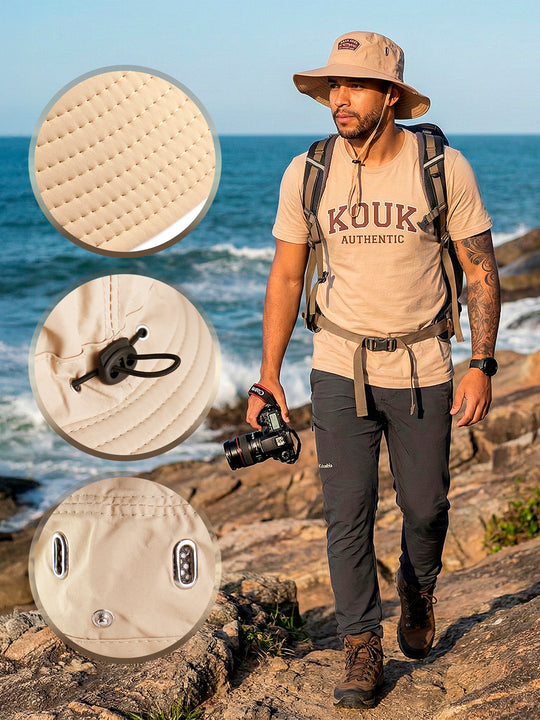 Bucket Pescador Redondo - Bege Logo Escuro