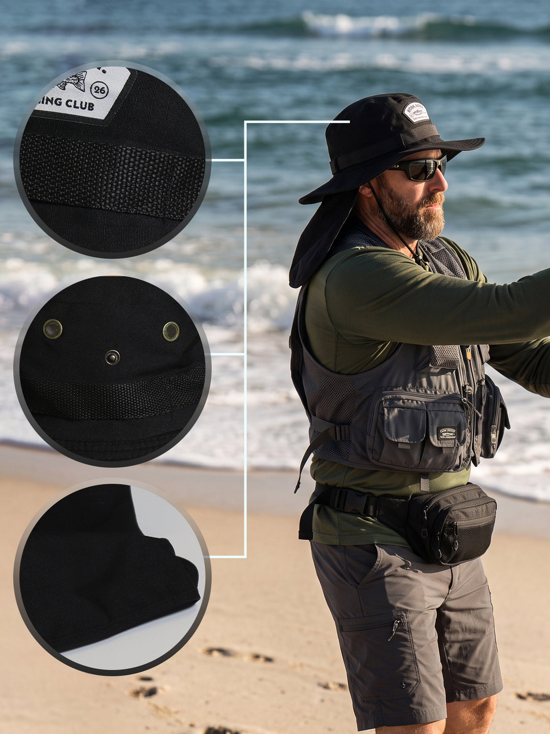 Bucket Pescador com Proteção de Nuca - Preto