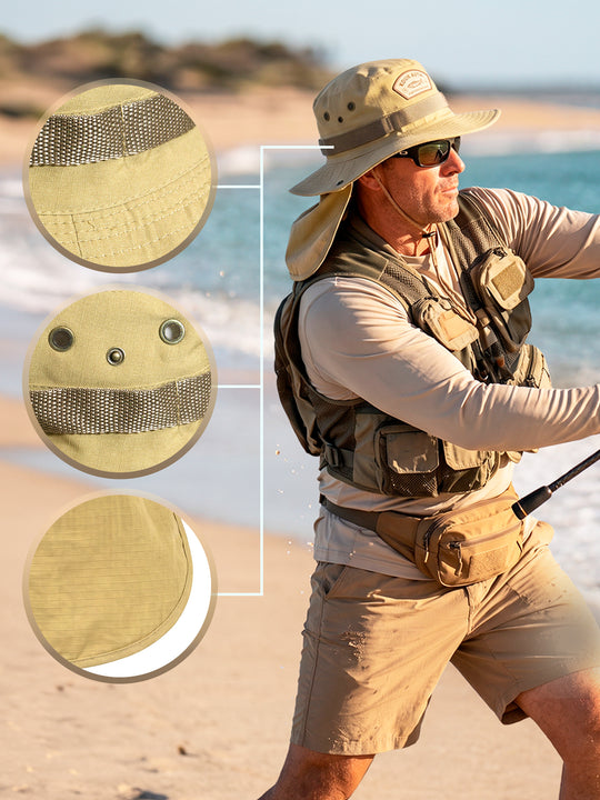 Bucket Pescador com Proteção de Nuca - Cáqui