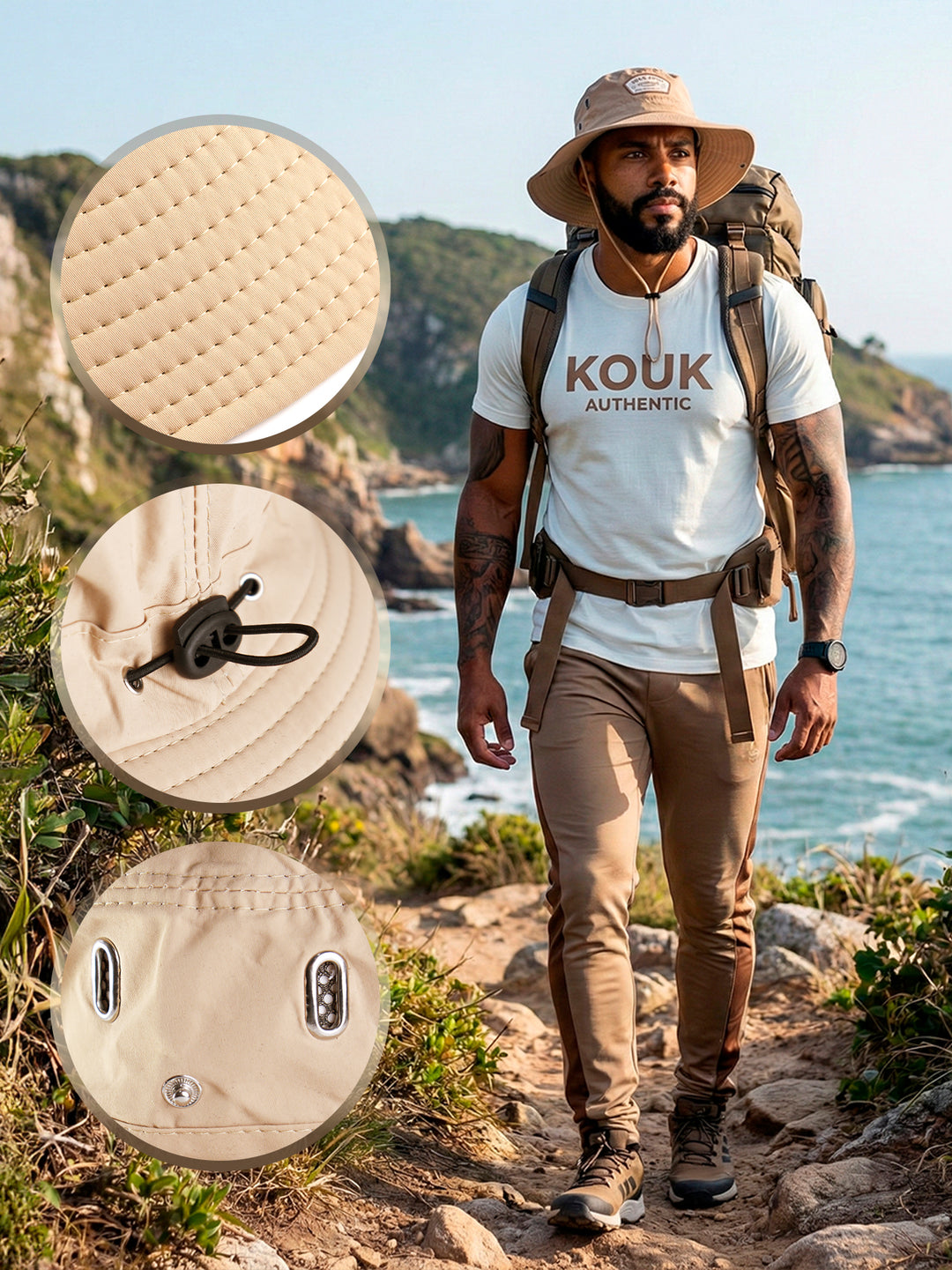 Bucket Pescador Redondo - Bege Logo Claro