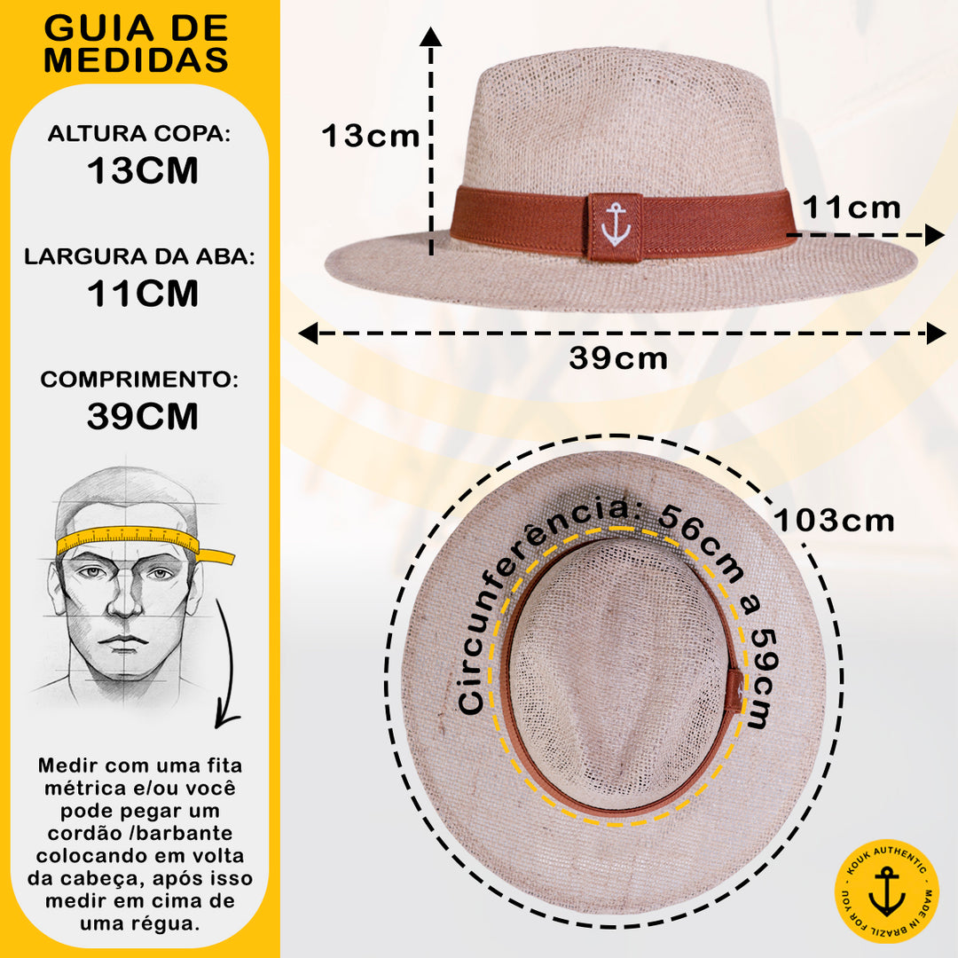 Chapéu de Juta Natural com Faixa Marrom