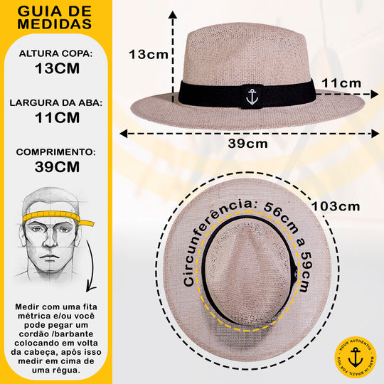 Chapéu de Juta Natural com Faixa Preto