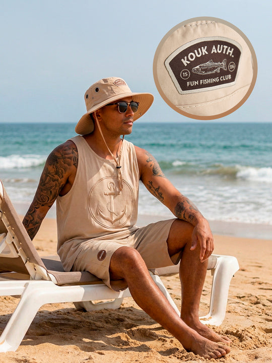 Bucket Pescador Redondo - Bege Logo Escuro