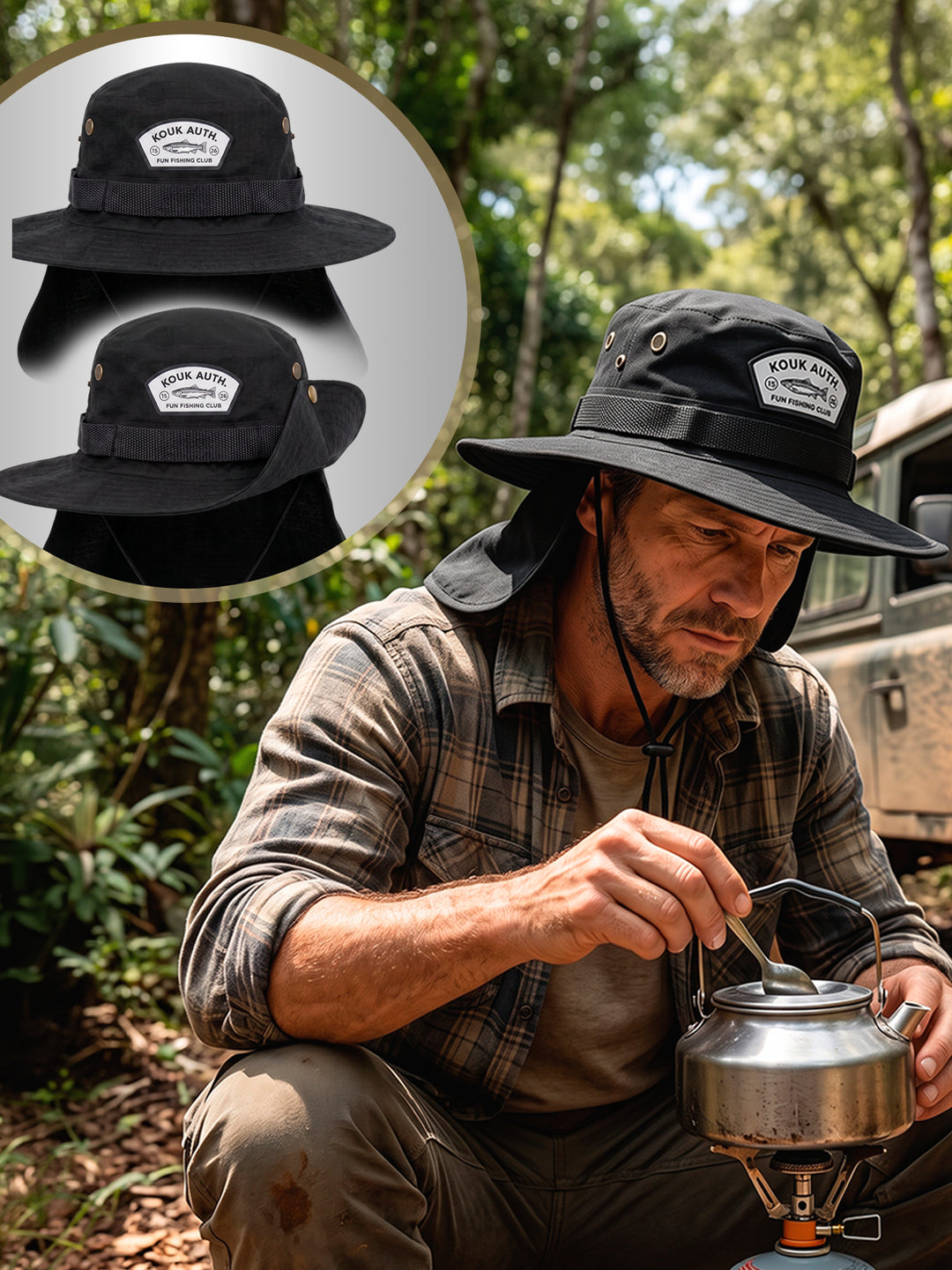 Bucket Pescador com Proteção de Nuca - Preto