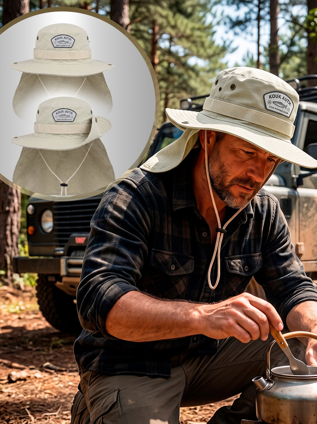 Bucket Pescador com Proteção de Nuca - Gelo
