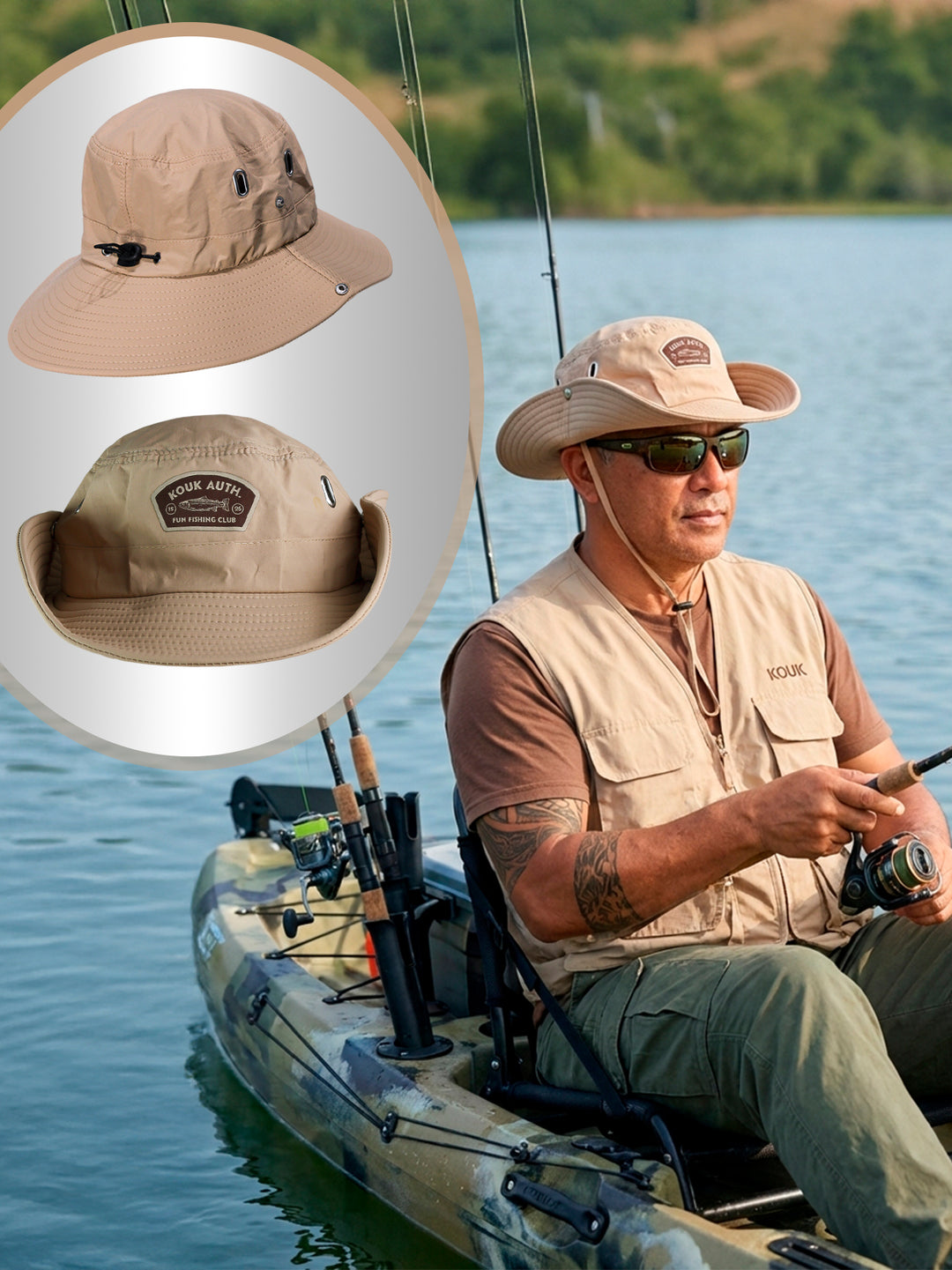 Bucket Pescador Redondo - Bege Logo Escuro