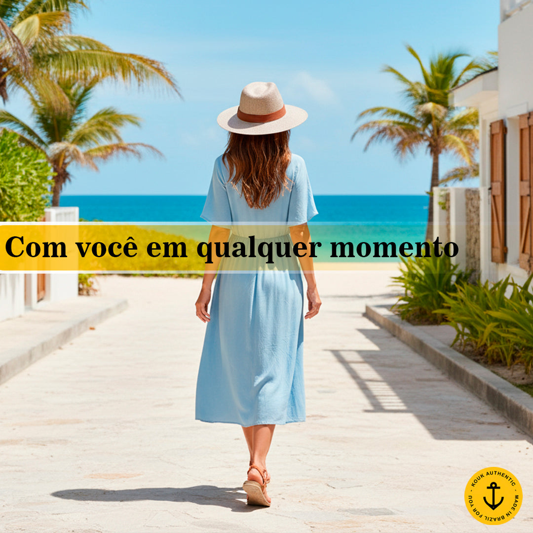 Chapéu de Juta Natural com Faixa Marrom