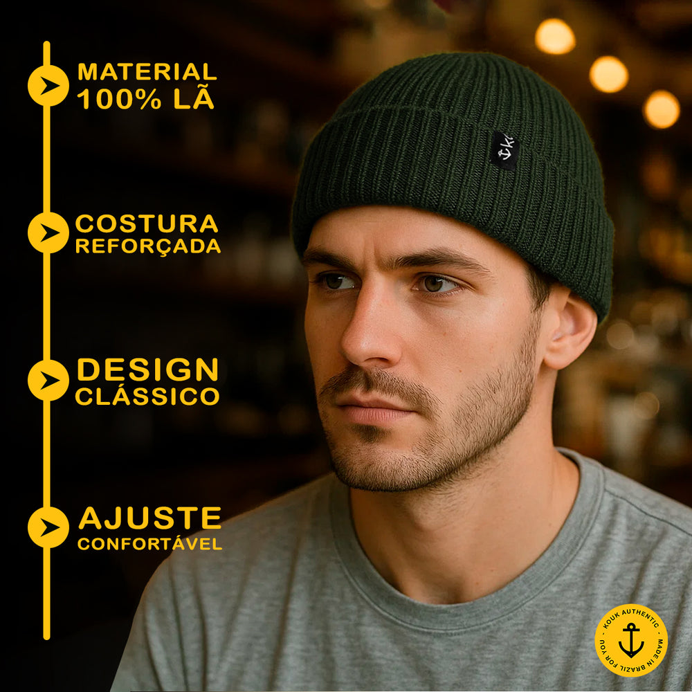 Gorro Lenhador Canelado Verde Musgo