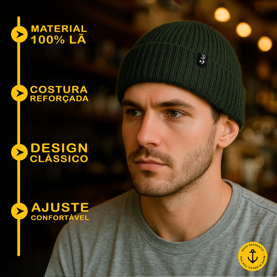 Gorro Lenhador Canelado Verde Musgo