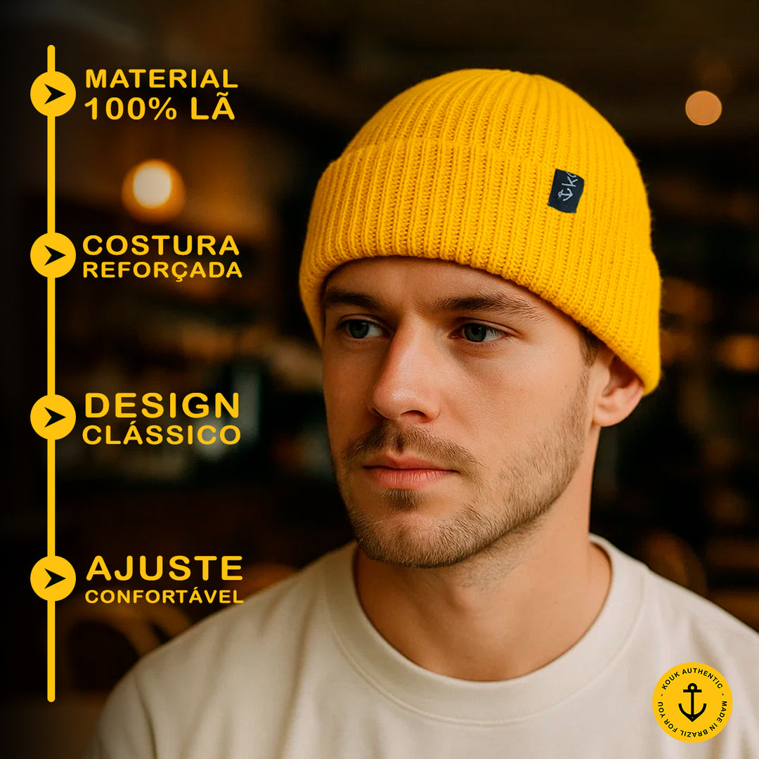 Gorro Lenhador Canelado Amarelo