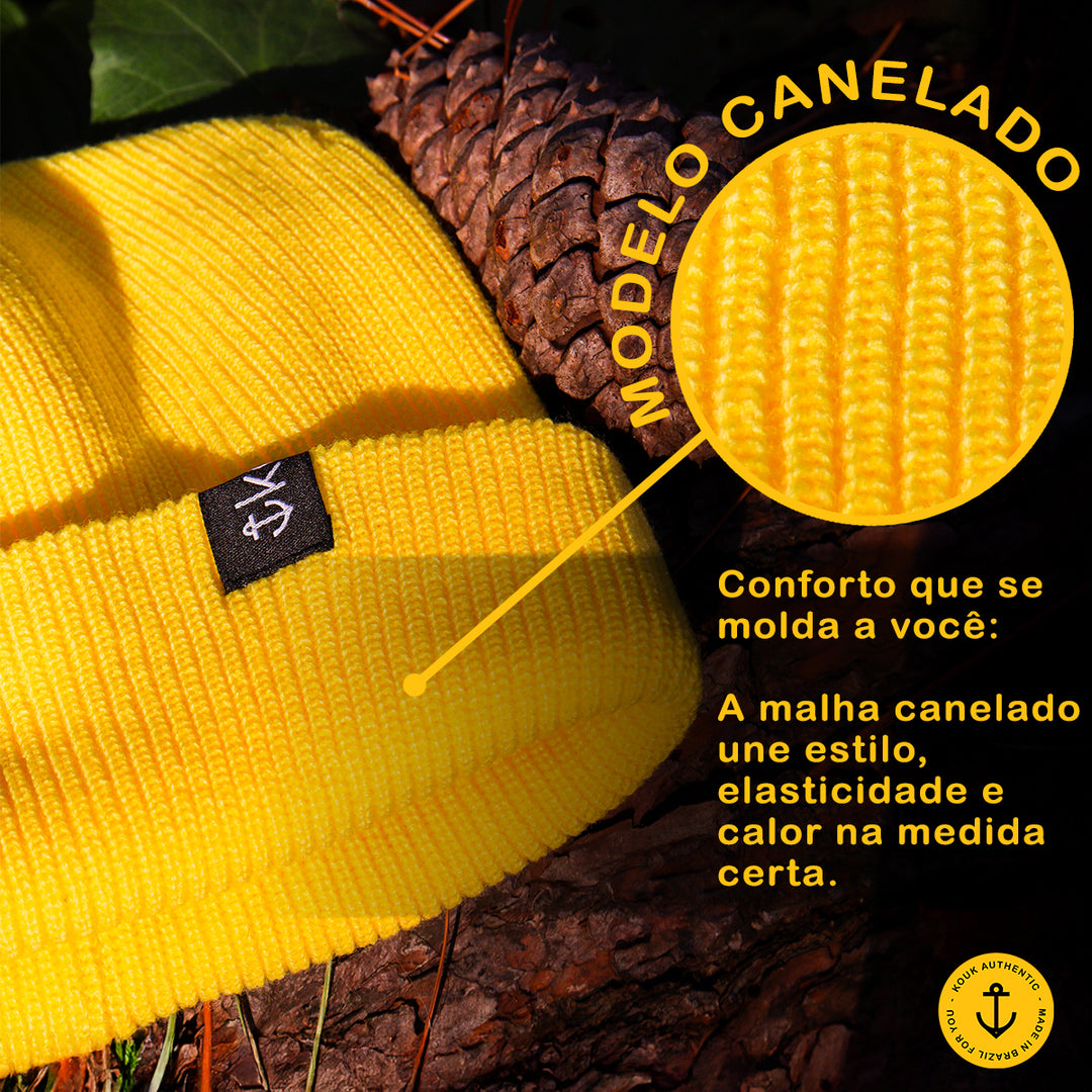 Gorro Lenhador Canelado Amarelo