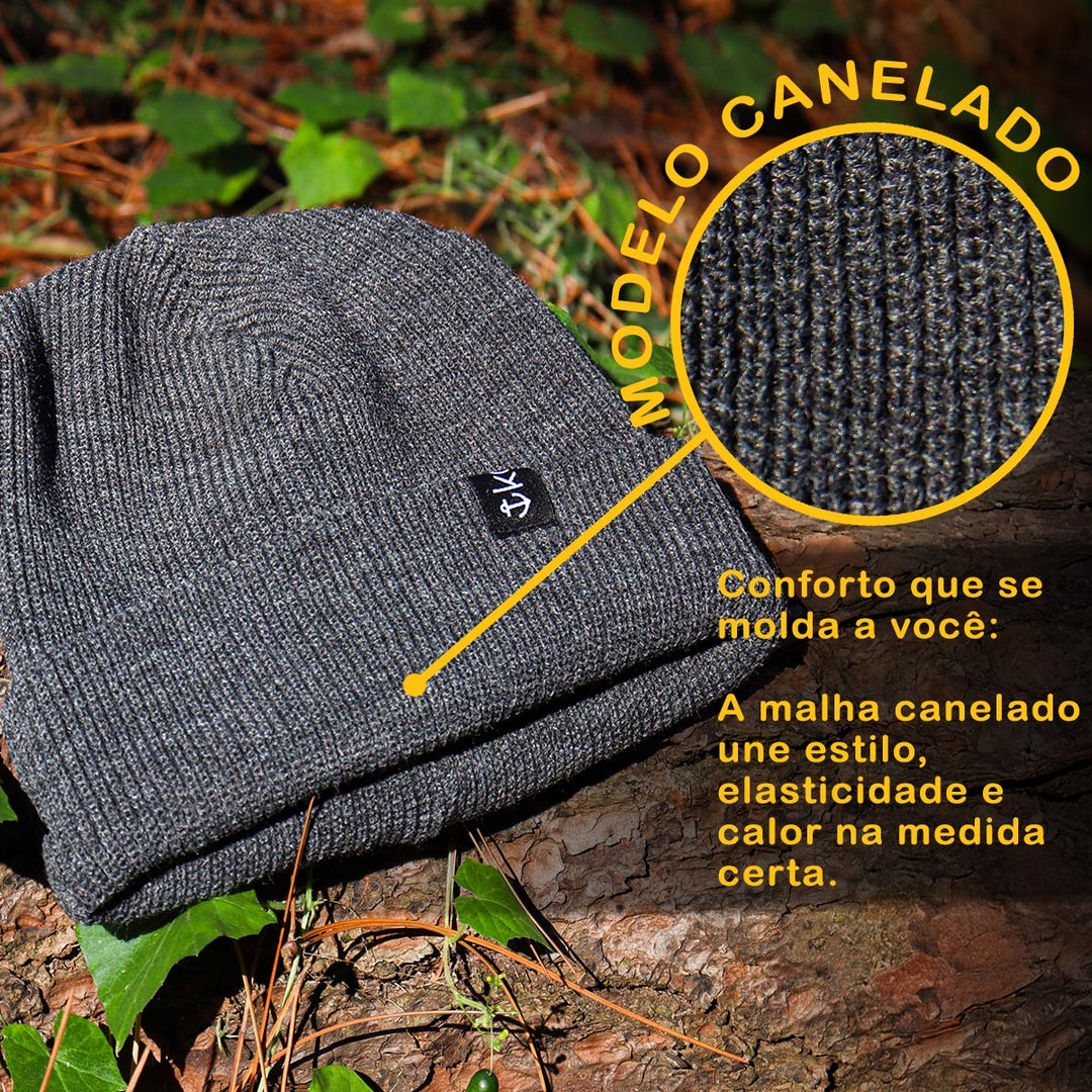 Gorro Lenhador Canelado Cinza