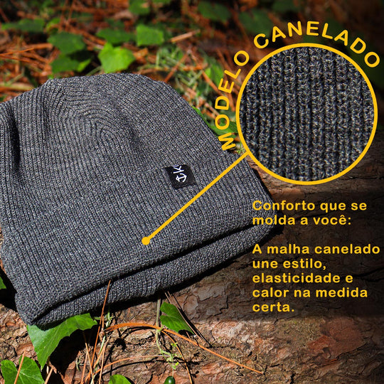 Gorro Lenhador Canelado Cinza