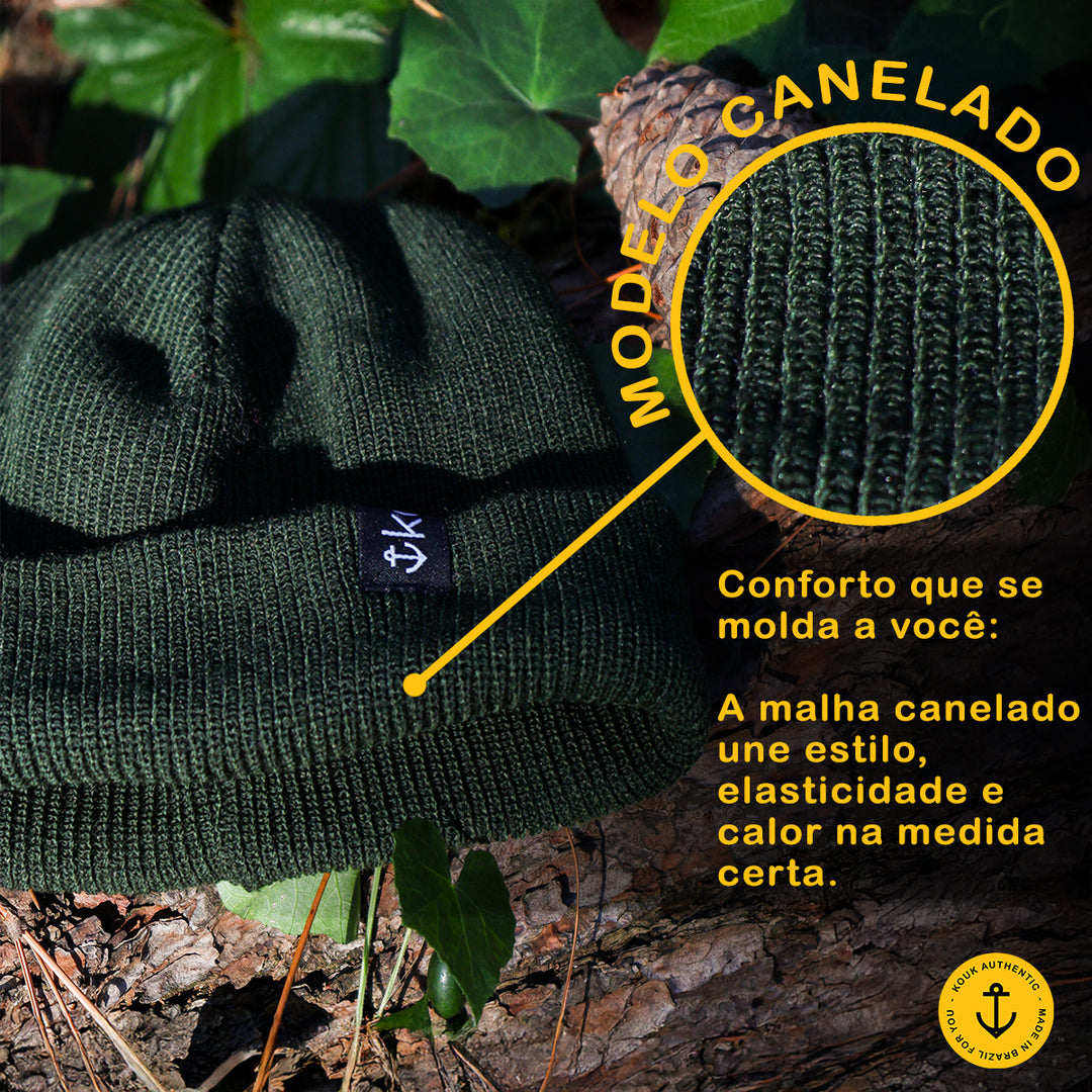 Gorro Lenhador Canelado Verde Musgo