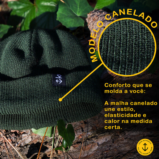 Gorro Lenhador Canelado Verde Musgo