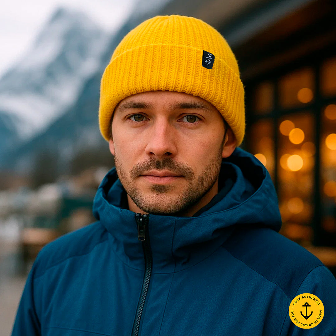 Gorro Lenhador Canelado Amarelo