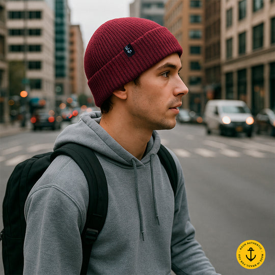 Gorro Lenhador Canelado Vinho