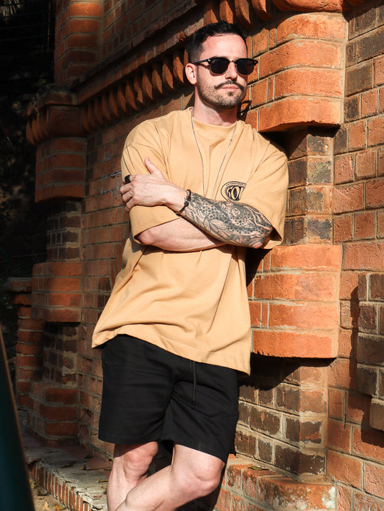 Camiseta Oversized Old School Caqui